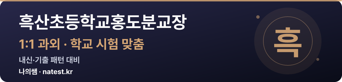 흑산초등학교홍도분교장 1:1 과외 — 학교 시험·내신 맞춤