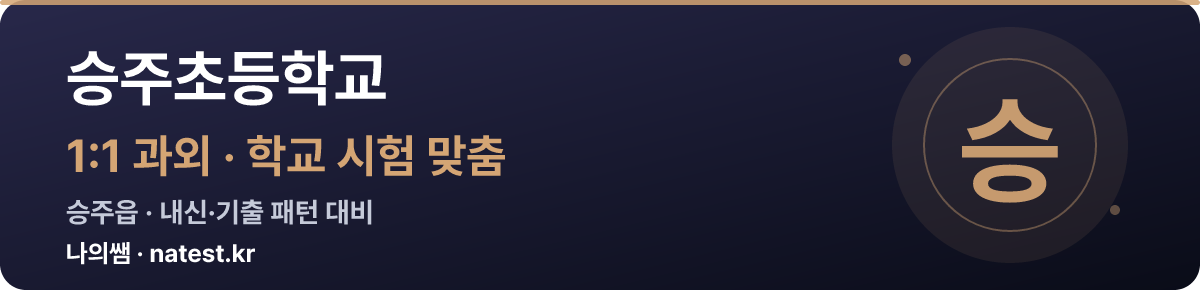 승주초등학교 1:1 과외 — 학교 시험·내신 맞춤