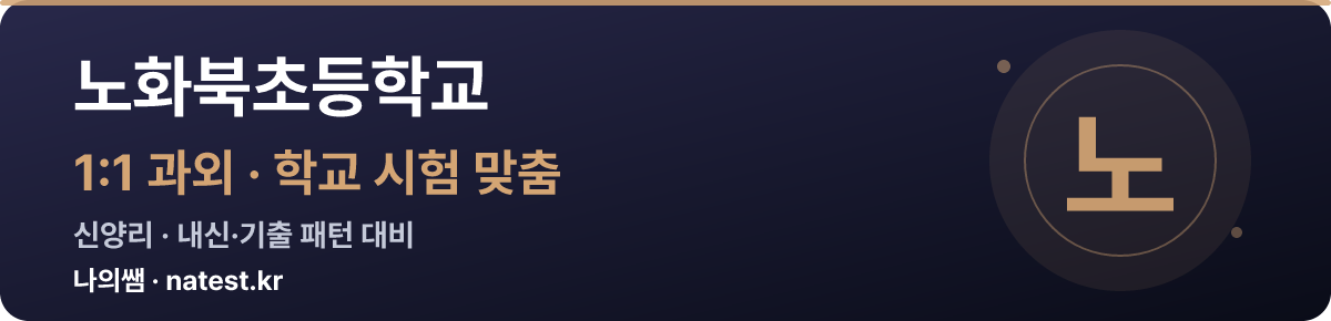 노화북초등학교 1:1 과외 — 학교 시험·내신 맞춤