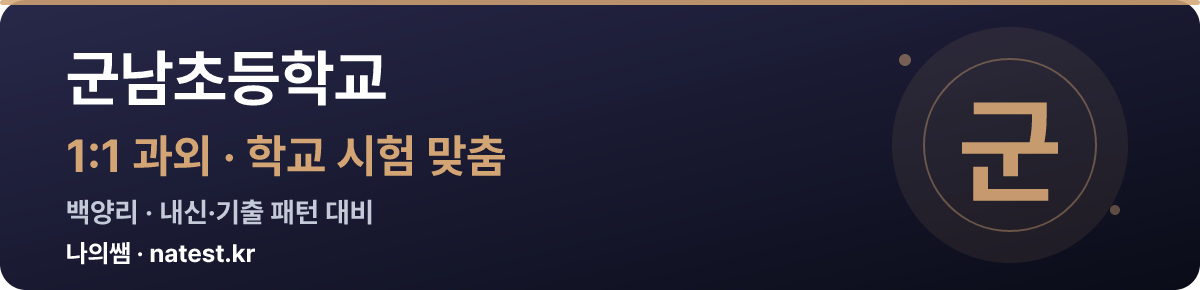 군남초등학교 1:1 과외 — 학교 시험·내신 맞춤
