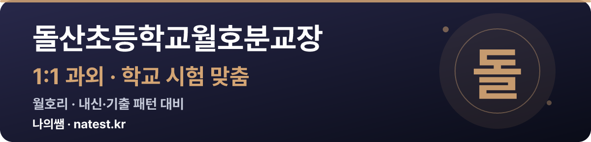 돌산초등학교월호분교장 1:1 과외 — 학교 시험·내신 맞춤