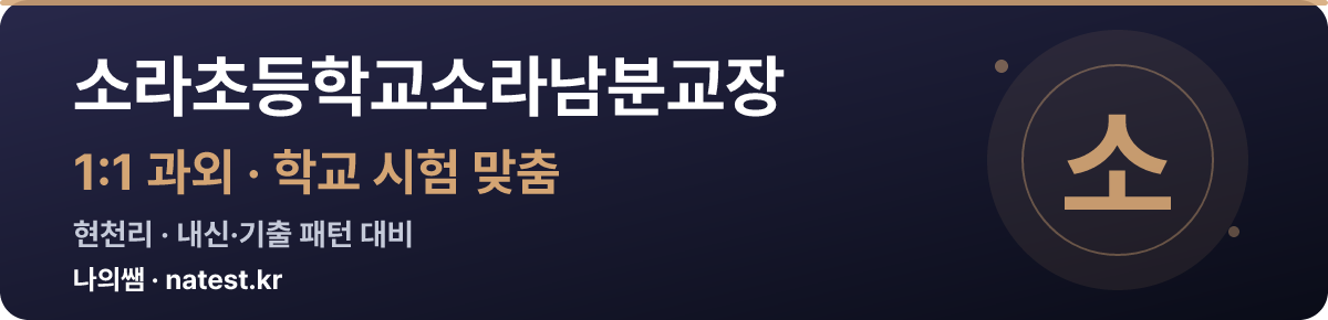 소라초등학교소라남분교장 1:1 과외 — 학교 시험·내신 맞춤