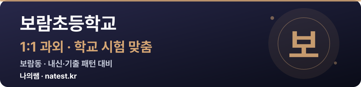 보람초등학교 1:1 과외 — 학교 시험·내신 맞춤