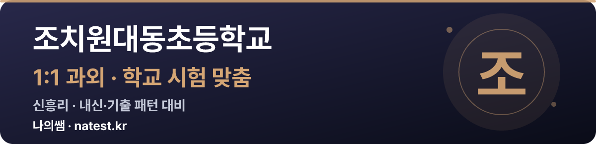 조치원대동초등학교 1:1 과외 — 학교 시험·내신 맞춤