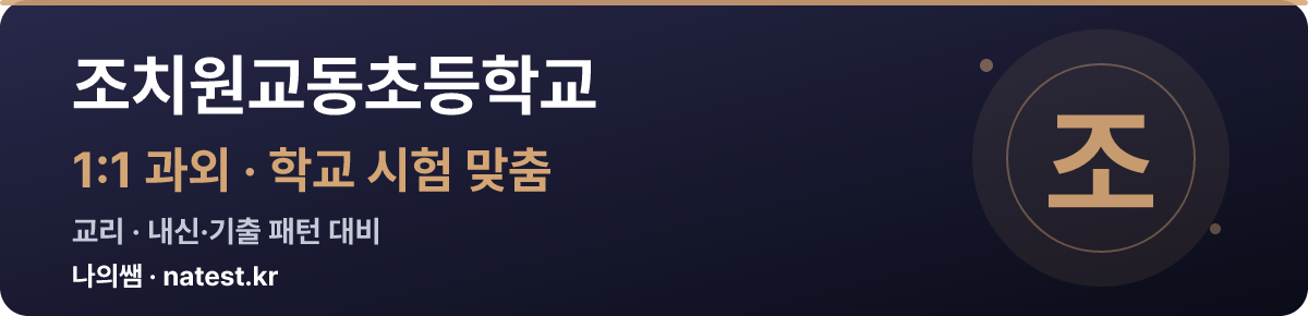 조치원교동초등학교 1:1 과외 — 학교 시험·내신 맞춤