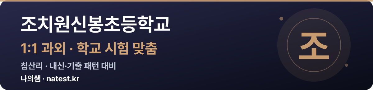 조치원신봉초등학교 1:1 과외 — 학교 시험·내신 맞춤