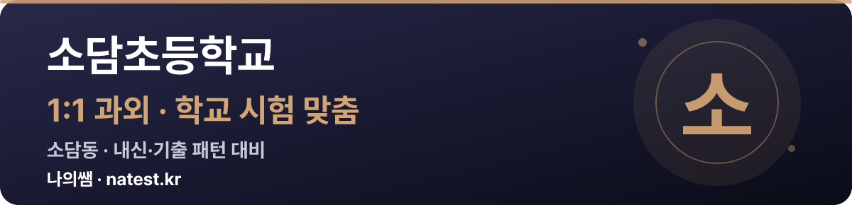소담초등학교 1:1 과외 — 학교 시험·내신 맞춤