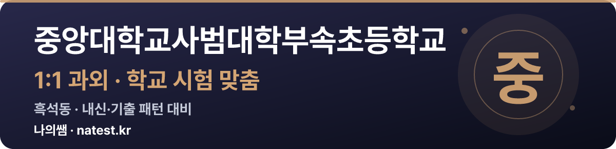 중앙대학교사범대학부속초등학교 1:1 과외 — 학교 시험·내신 맞춤