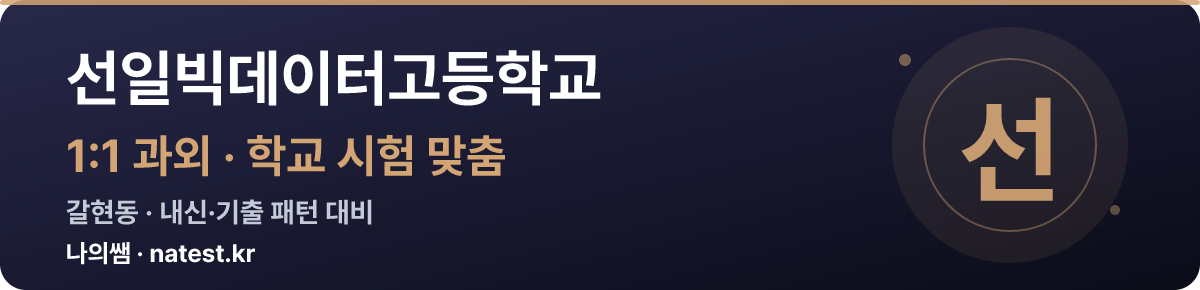 선일빅데이터고등학교 1:1 과외 — 학교 시험·내신 맞춤