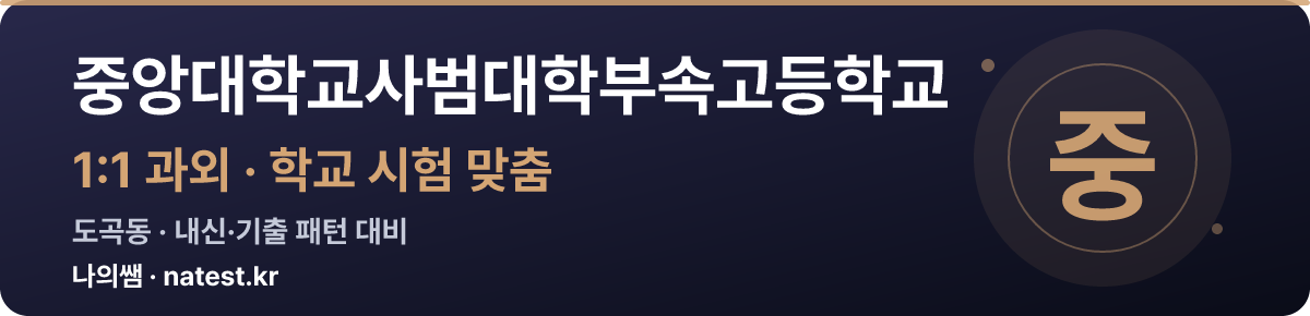 중앙대학교사범대학부속고등학교 1:1 과외 — 학교 시험·내신 맞춤