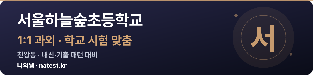 서울하늘숲초등학교 1:1 과외 — 학교 시험·내신 맞춤