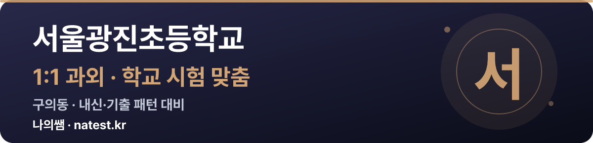 서울광진초등학교 1:1 과외 — 학교 시험·내신 맞춤