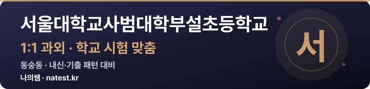 서울대학교사범대학부설초등학교 1:1 과외 — 학교 시험·내신 맞춤