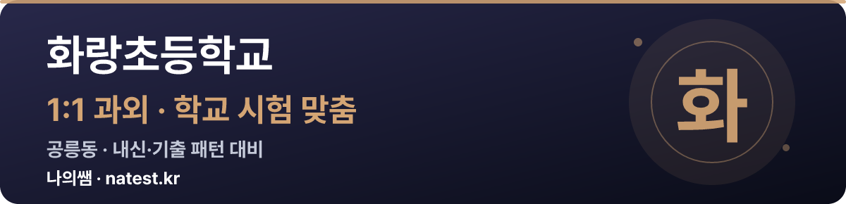 화랑초등학교 1:1 과외 — 학교 시험·내신 맞춤