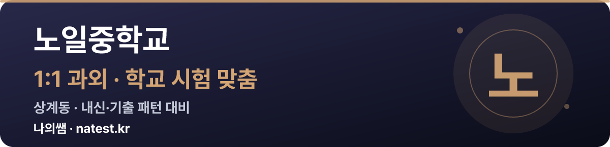 노일중학교 1:1 과외 — 학교 시험·내신 맞춤