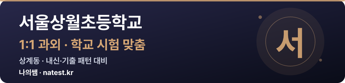 서울상월초등학교 1:1 과외 — 학교 시험·내신 맞춤