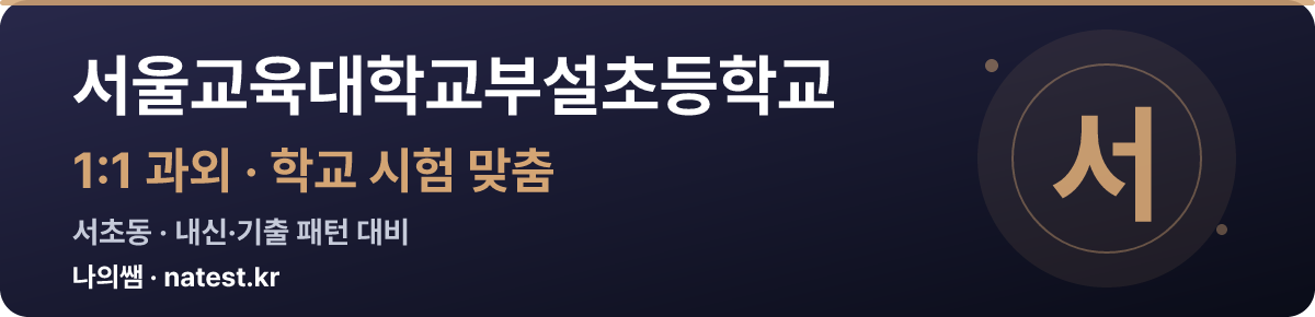 서울교육대학교부설초등학교 1:1 과외 — 학교 시험·내신 맞춤