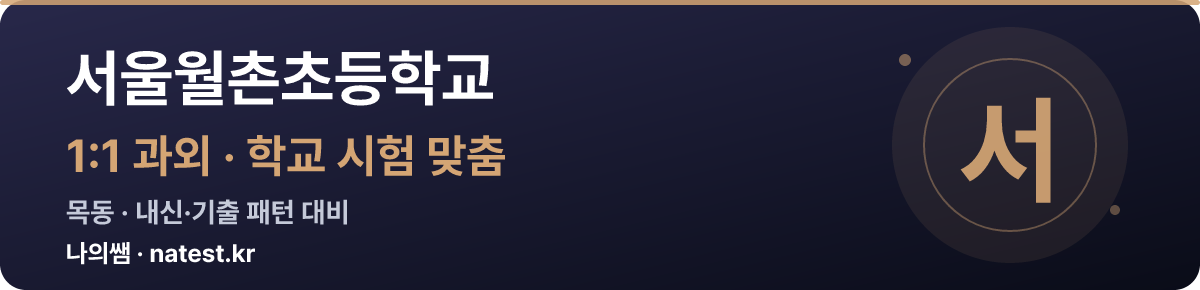 서울월촌초등학교 1:1 과외 — 학교 시험·내신 맞춤