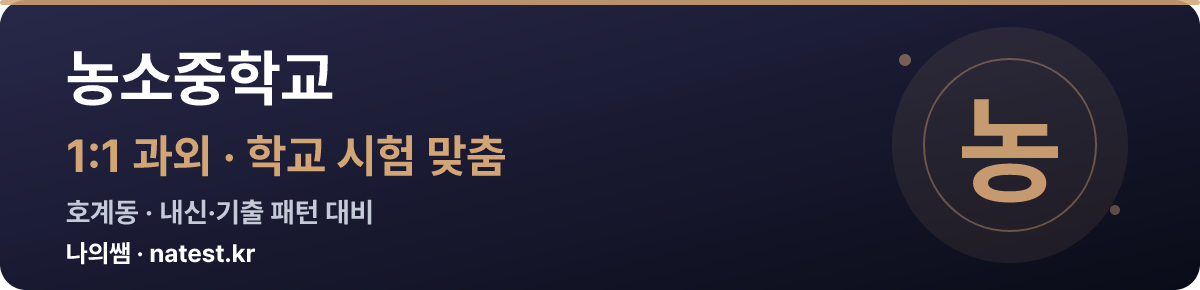 농소중학교 1:1 과외 — 학교 시험·내신 맞춤