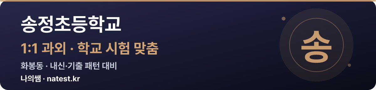 송정초등학교 1:1 과외 — 학교 시험·내신 맞춤