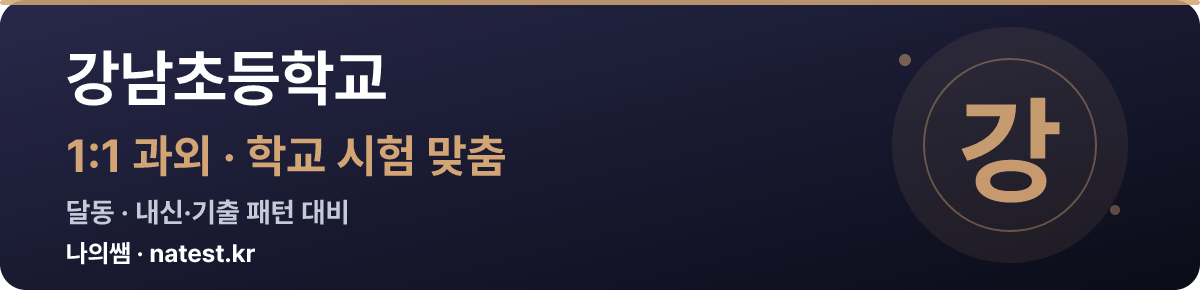 강남초등학교 1:1 과외 — 학교 시험·내신 맞춤