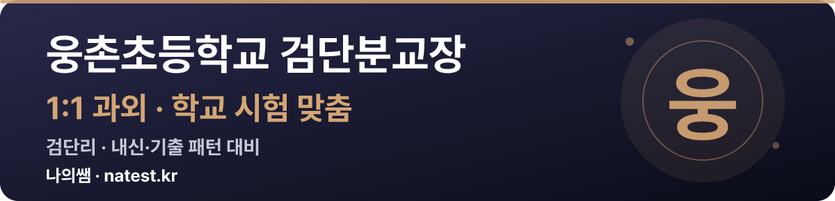 웅촌초등학교 검단분교장 1:1 과외 — 학교 시험·내신 맞춤